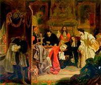 Картина Эдварда Уорда «Король Яков II получает известия о местонахождении Вильгельма Оранского» (1851).