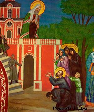 19 мая 1922 года Патриарха поместили в Донской монастырь под строжайшую охрану. Фрагмент росписи Святых врат Донского монастыря.