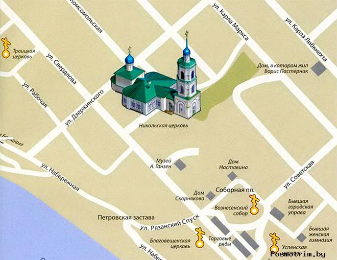 Никольский храм Касимов богослужения контакты как добраться расположение на карте